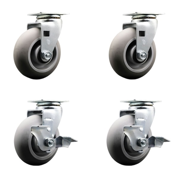 Tool Box Caster Wheel Set 5'' Thermoplastic Rubber Swivel Casters, 4PK